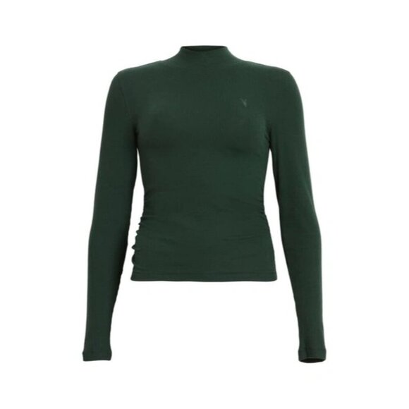 ALLSAINTS Rina Long Sleeve Roll Neck Tee in Sycamore Green Small New Womens Top - Picture 12 of 16